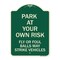 Signmission Park Your Own Risk Fly or Foul Balls May Strike Vehicles Heavy-Gauge Alum, 24" x 18", G-1824-23482 A-DES-G-1824-23482 - alternate 1
